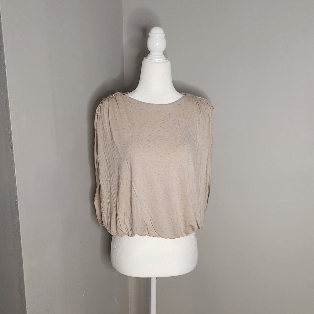Express - Skimming Linen-Blend Ruched Shoulder Bubble Tank - Size XS NWT